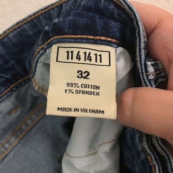 KDNK 11 4 14 11 painted & distressed light wash stretch denim jeans 32 - Picture 6 of 7